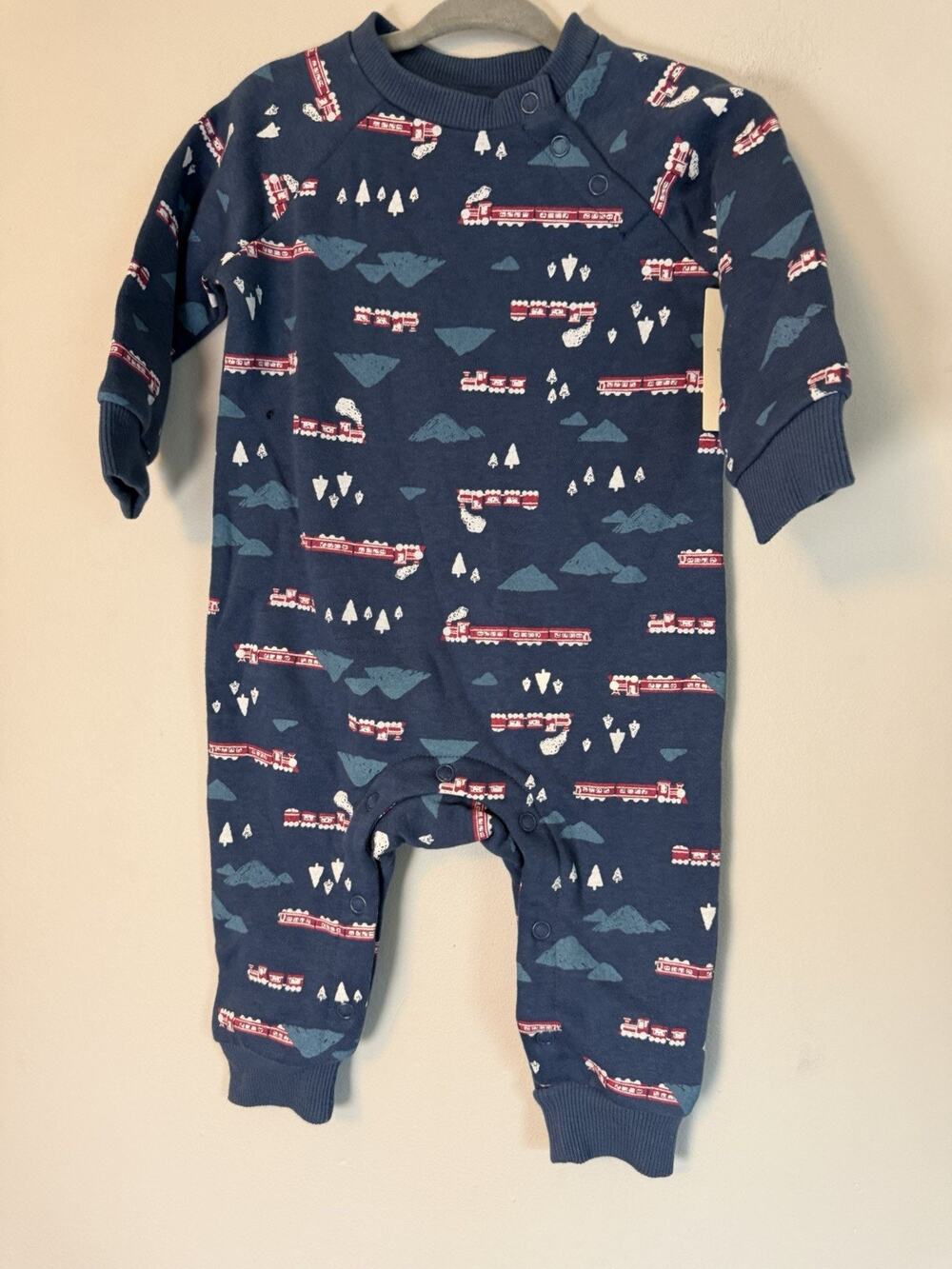 Tucker & Tate Fleece Sweatshirt Romper Blue Winter Themed 9 Months NWT